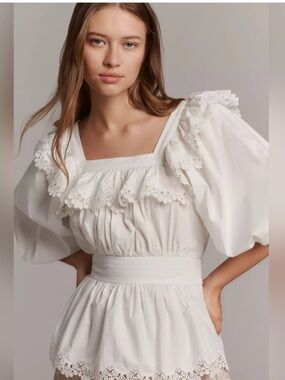 Anthropologie Maeve peplum blouse In white